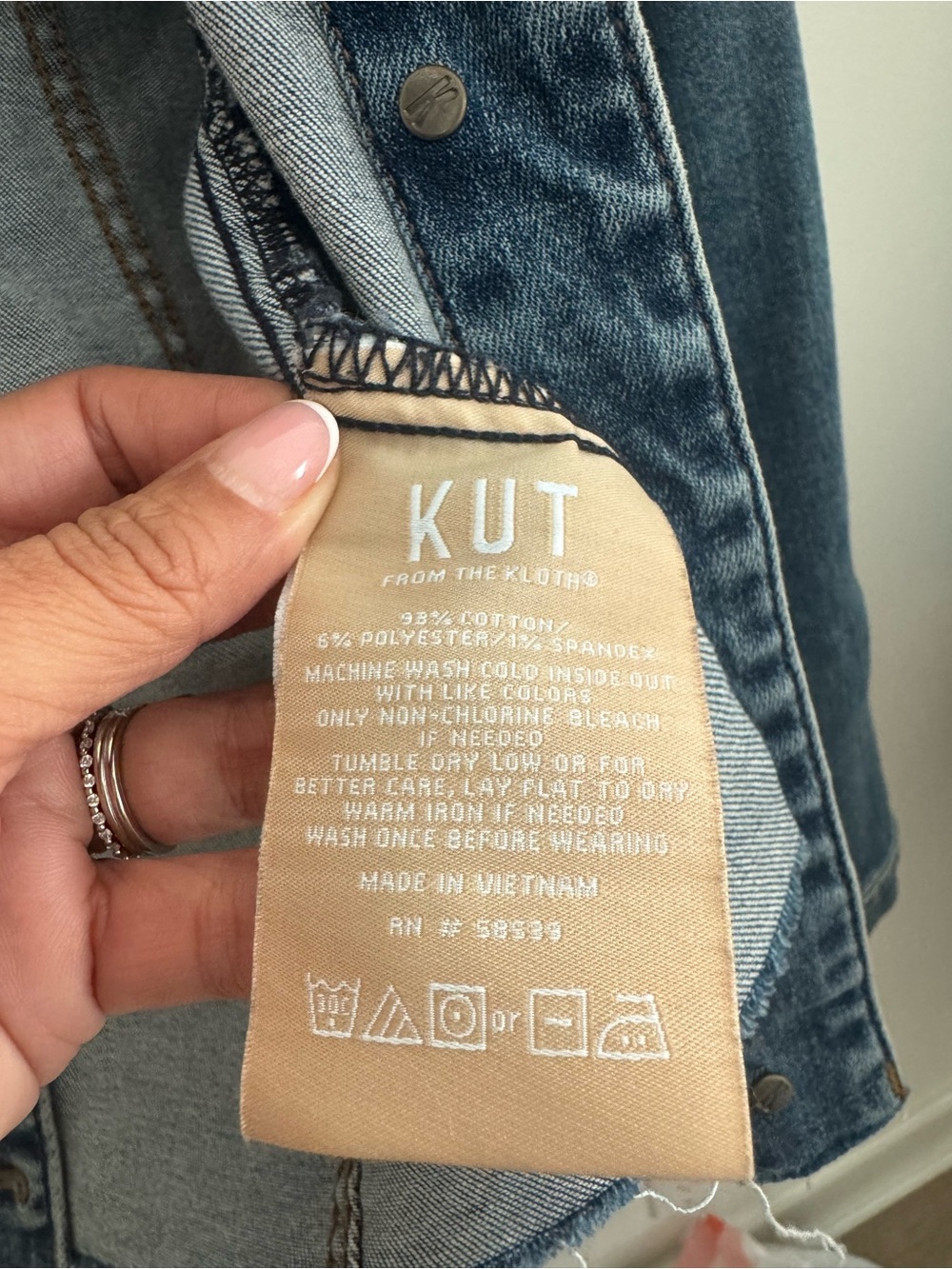 KUT From The Kloth Raw Hem Fitted Denim Jacket Medium - Picture 5 of 6